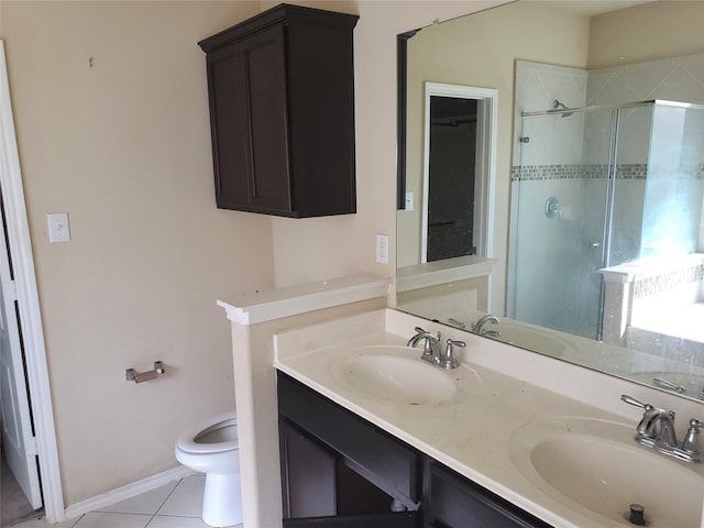 2714 Glenfield Manor Ln, Houston, TX 77014 - bathroom with a shower stall, double vanity, and tile patterned floors