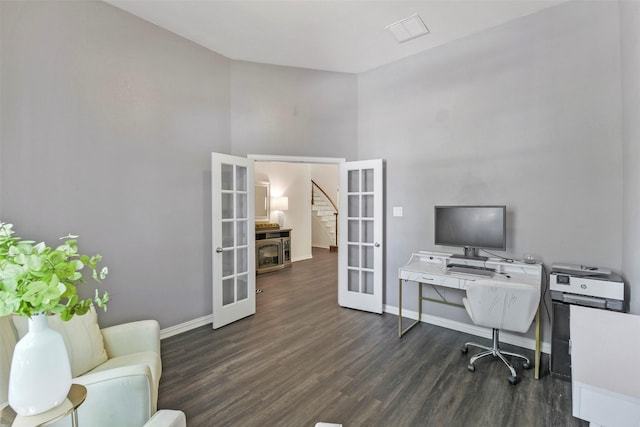 18415 Pin Oak Bend Dr, Cypress, TX 77433 - office space with french doors, wood finished floors, and a high ceiling