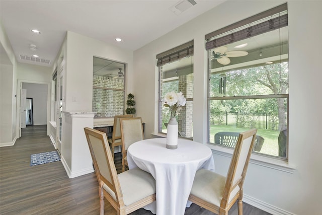 18415 Pin Oak Bend Dr, Cypress, TX 77433 - dining area featuring dark wood finished floors and recessed lighting