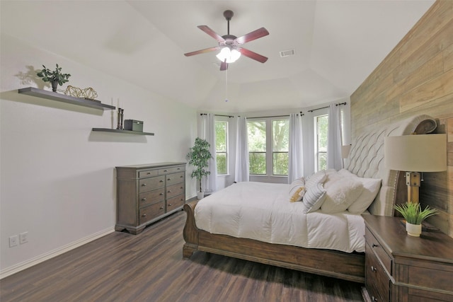 18415 Pin Oak Bend Dr, Cypress, TX 77433 - bedroom with wood finished floors, a raised ceiling, and ceiling fan
