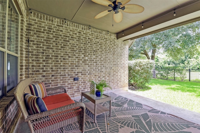 18415 Pin Oak Bend Dr, Cypress, TX 77433 - view of patio featuring a ceiling fan and outdoor lounge area