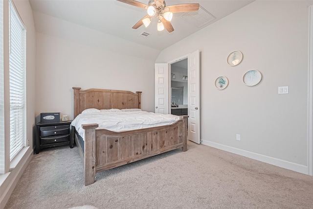 7522 Zion Grove Ct, Katy, TX 77493 - bedroom featuring light colored carpet, ceiling fan, and vaulted ceiling