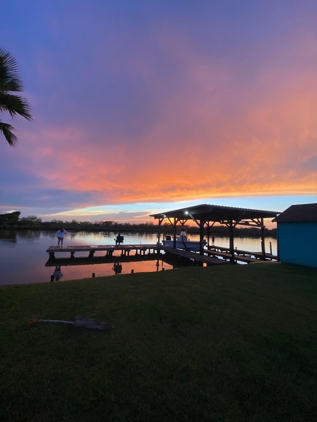 1040 County Road 206, Sargent, TX 77414 - dock area with a water view and a yard