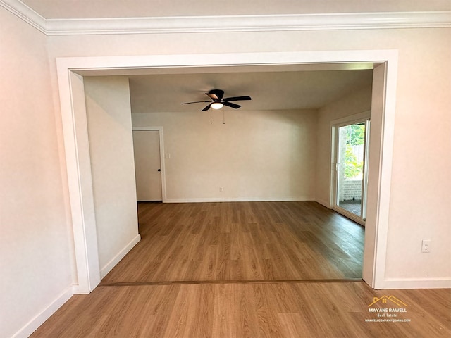 2630 34th St, Port Arthur, TX 77640 - spare room featuring wood finished floors, crown molding, and a ceiling fan