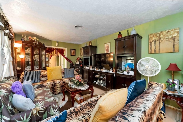 408 Rolling Wood Rd, Baytown, TX 77520 - living area with a textured ceiling