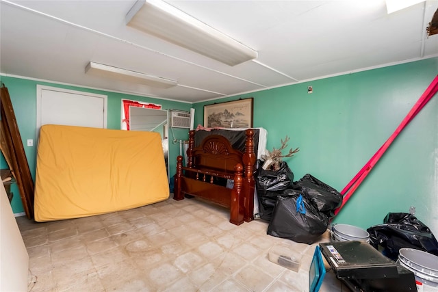 408 Rolling Wood Rd, Baytown, TX 77520 - bedroom featuring a wall mounted air conditioner and tile patterned floors