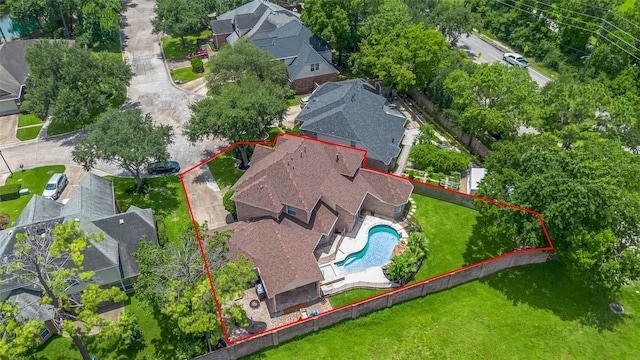 9526 Fern Wood Frst, Houston, TX 77040 - aerial view of residential area with property boundaries highlighted