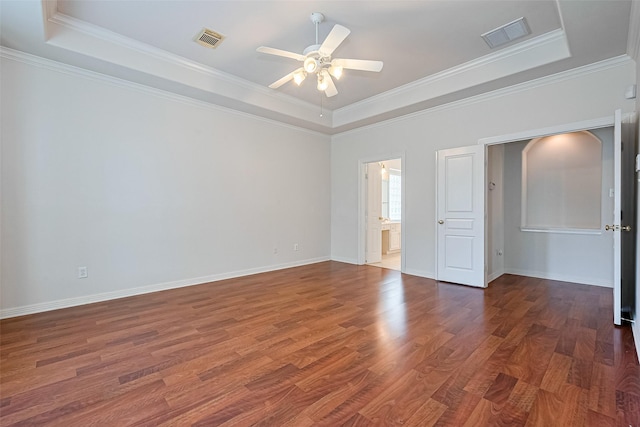 7927 Chateau Point Ln, Houston, TX 77041 - unfurnished room featuring a raised ceiling, a ceiling fan, wood finished floors, and crown molding