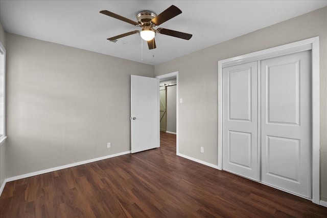 2909 15th Ave N, Texas City, TX 77590 - unfurnished bedroom featuring wood finished floors, a closet, and ceiling fan