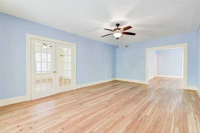 1737 Branard St, Houston, TX 77098 - empty room with ceiling fan, hardwood / wood-style flooring, and french doors