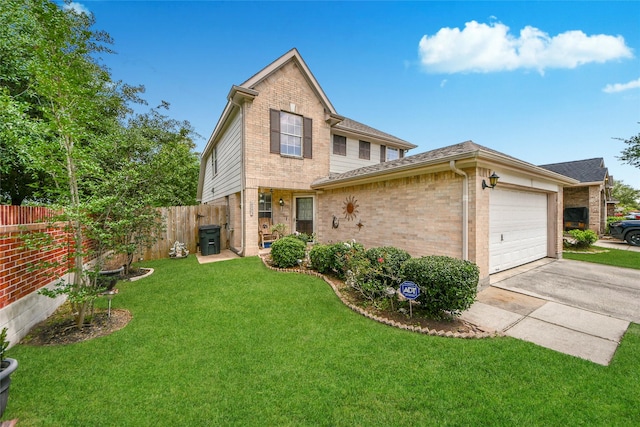 14503 Brackenhurst Ln, Houston, TX 77049 - view of front of house featuring brick siding, driveway, an attached garage, and a shingled roof