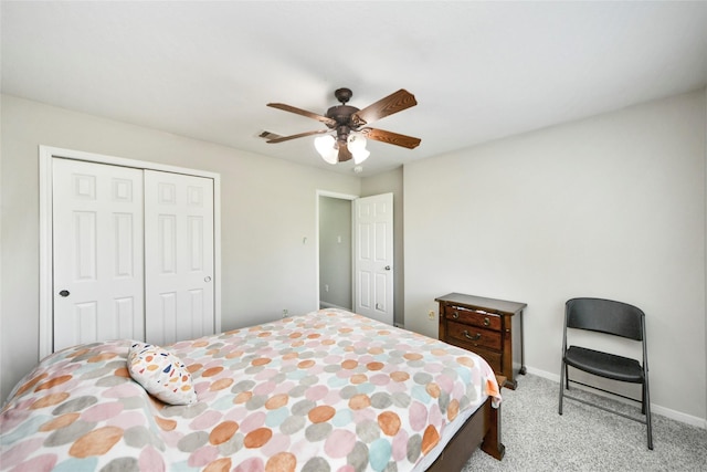 14503 Brackenhurst Ln, Houston, TX 77049 - bedroom featuring a closet, carpet floors, and ceiling fan