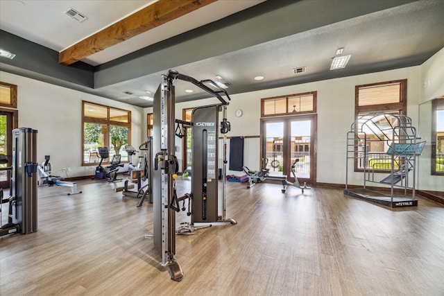 18311 Windspring Falls Ln, Cypress, TX 77433 - workout area with wood finished floors