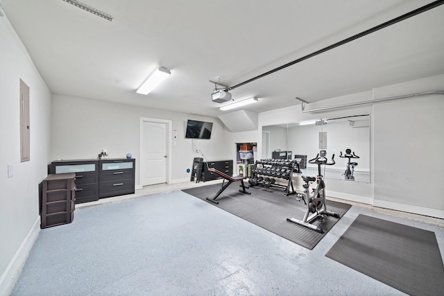 1509 Grayson Oaks Pl, Houston, TX 77043 - exercise room with a garage and electric panel