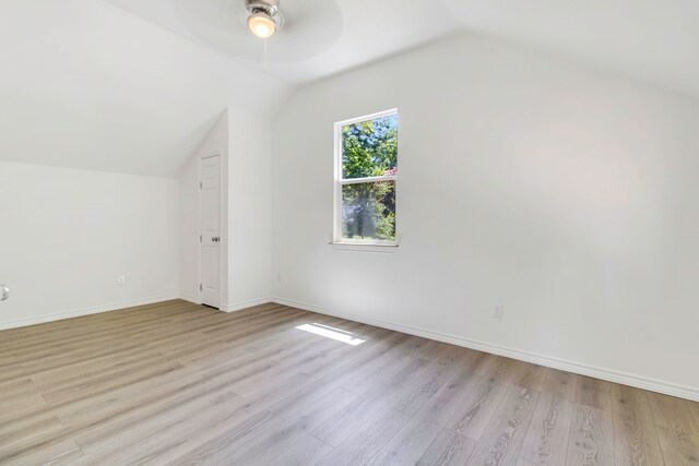 220 Tortuga Way, Point Blank, TX 77364 - bonus room featuring lofted ceiling, a ceiling fan, and light wood-style flooring