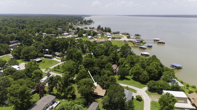 220 Tortuga Way, Point Blank, TX 77364 - aerial perspective of suburban area with a large body of water