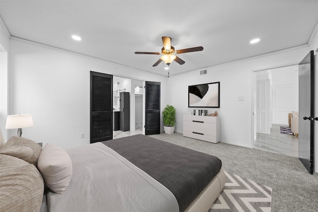 20923 Marcin Dr, Spring, TX 77388 - bedroom featuring recessed lighting, carpet, and a ceiling fan