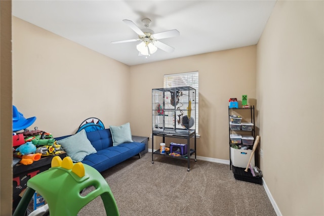 176 Bending Oak, Pollok, TX 75969 - game room featuring carpet flooring and ceiling fan