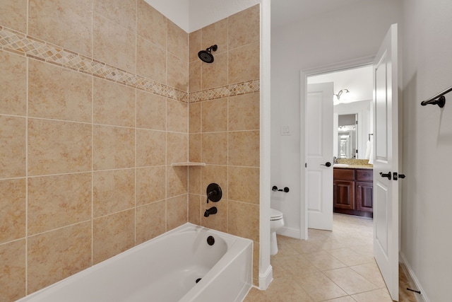 24918 Granite Bluff Ln, Katy, TX 77494 - bathroom featuring vanity, bathtub / shower combination, and tile patterned floors