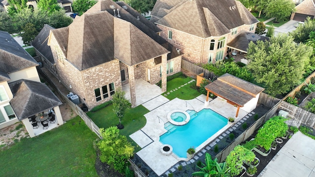 24918 Granite Bluff Ln, Katy, TX 77494 - aerial view of property and surrounding area featuring a pool