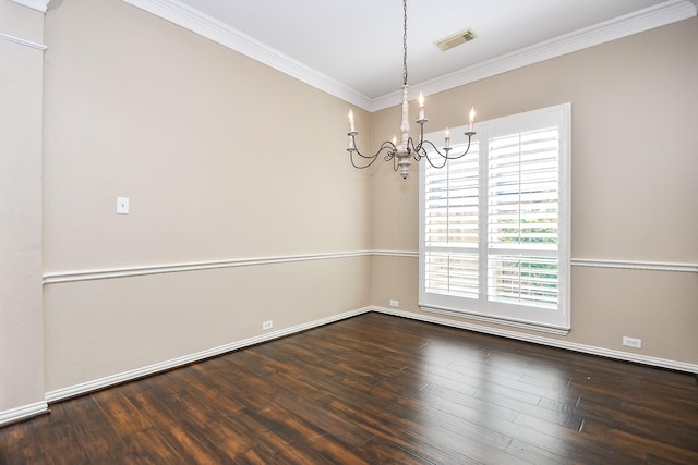 22602 Water Edge Ln, Katy, TX 77494 - spare room featuring a chandelier, crown molding, and wood finished floors