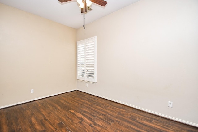 22602 Water Edge Ln, Katy, TX 77494 - empty room with a ceiling fan and dark wood-style floors
