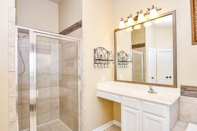 22602 Water Edge Ln, Katy, TX 77494 - bathroom featuring a stall shower and vanity