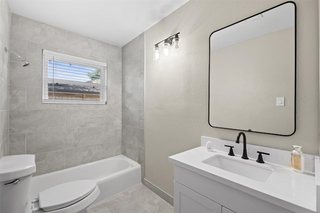 9614 Hammerly Blvd, Houston, TX 77080 - bathroom with vanity, shower / tub combination, and tile patterned floors