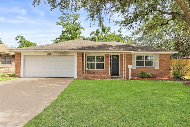 9614 Hammerly Blvd, Houston, TX 77080 - ranch-style home with driveway, a garage, brick siding, and a shingled roof