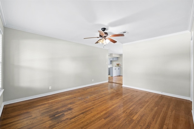 9614 Hammerly Blvd, Houston, TX 77080 - spare room featuring ceiling fan, ornamental molding, and wood finished floors