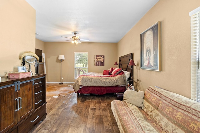 847 Cottletown Rd, Smithville, TX 78957 - bedroom featuring hardwood / wood-style flooring and ceiling fan
