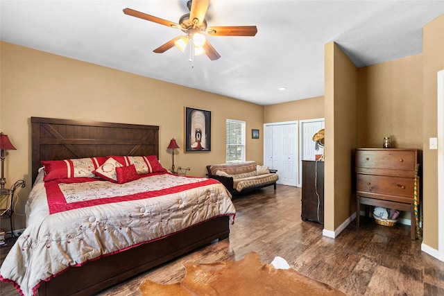 847 Cottletown Rd, Smithville, TX 78957 - bedroom featuring wood finished floors and a ceiling fan