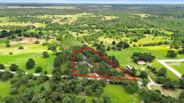 847 Cottletown Rd, Smithville, TX 78957 - aerial view of property's location with property parcel outlined and a heavily wooded area