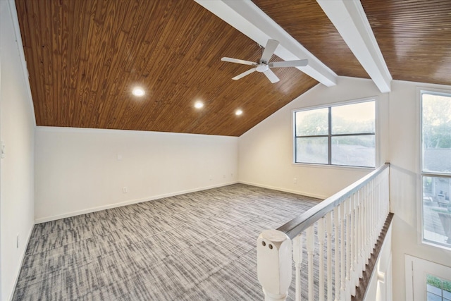 10707 Moonlight Dr, Houston, TX 77096 - bonus room with a ceiling fan, carpet, wooden ceiling, and recessed lighting