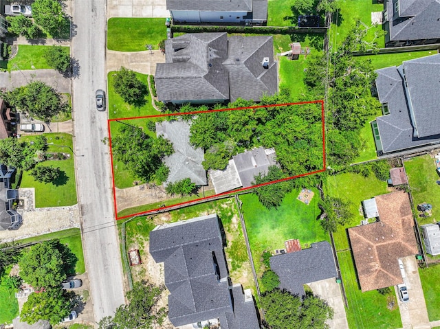1214 Wakefield Dr, Houston, TX 77018 - aerial view of residential area with property parcel outlined