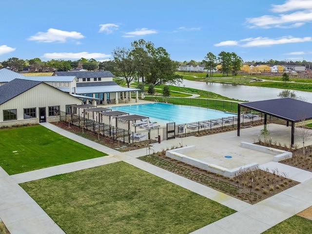 3207 Coach Horse Ln, Houston, TX 77080 - view of swimming pool with a water view and a gazebo