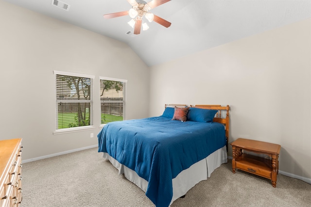 31820 Forest Oak Ln, Conroe, TX 77385 - bedroom with carpet, lofted ceiling, and ceiling fan