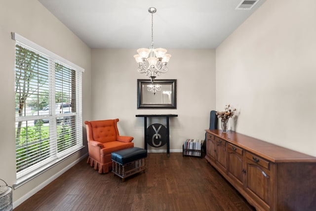31820 Forest Oak Ln, Conroe, TX 77385 - living area with a chandelier and dark wood-type flooring