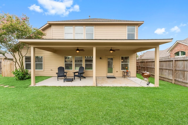 31820 Forest Oak Ln, Conroe, TX 77385 - rear view of house with a ceiling fan and a patio
