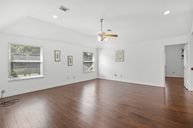 1711 Alcorn Bayou Dr, Sugar Land, TX 77479 - spare room with vaulted ceiling, ceiling fan, recessed lighting, and wood finished floors