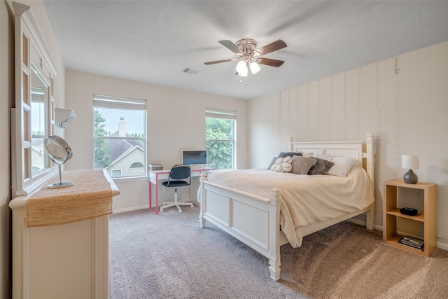 3602 Buchanan Hill Ln, Katy, TX 77494 - bedroom featuring light carpet, a desk, and a ceiling fan
