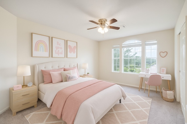 3602 Buchanan Hill Ln, Katy, TX 77494 - bedroom with light carpet and ceiling fan