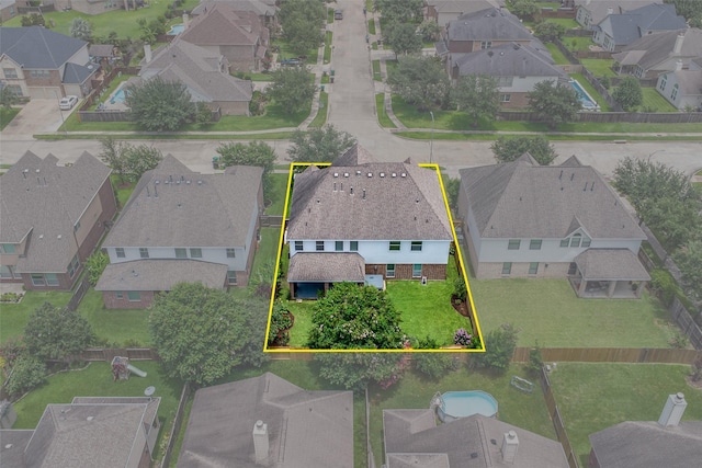 3602 Buchanan Hill Ln, Katy, TX 77494 - aerial perspective of suburban area featuring property parcel outlined