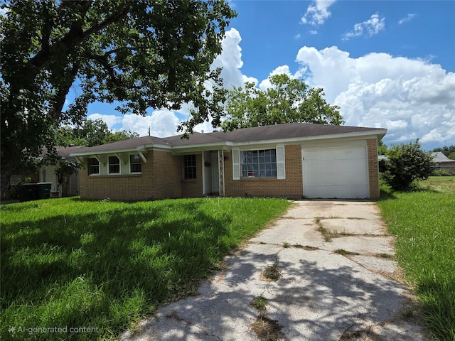 10606 Rubin St, Houston, TX 77047 - ranch-style house with brick siding, a garage, concrete driveway, and a front lawn