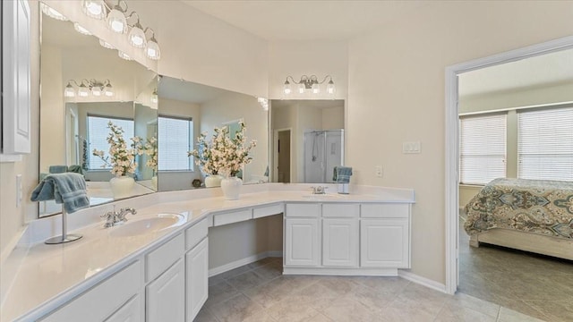 14822 Meridian Park Ln, Humble, TX 77396 - full bathroom featuring connected bathroom, double vanity, and tile patterned flooring