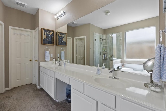 10415 Claybrook Dr, Houston, TX 77089 - full bath featuring a shower stall, double vanity, and a garden tub