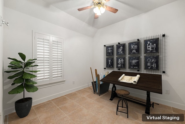21510 Briar Landing Ln, Katy, TX 77450 - tiled office space with ceiling fan and baseboards