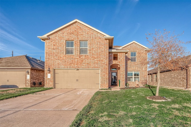 3022 Darlington Ct, Katy, TX 77494 - traditional home featuring an attached garage, driveway, brick siding, and a front lawn