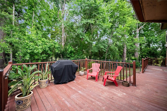 8519 Rebawood Dr, Humble, TX 77346 - deck featuring a grill and view of scattered trees
