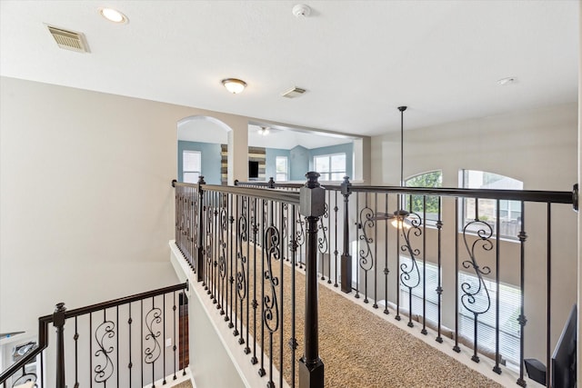 1402 Sullivan Springs Dr, Katy, TX 77494 - corridor with carpet flooring and an upstairs landing